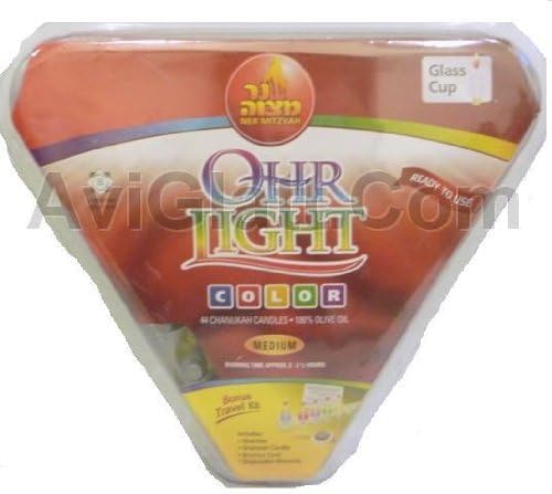Chanukah OHR Light Color 44 Candles 100% Olive Oil