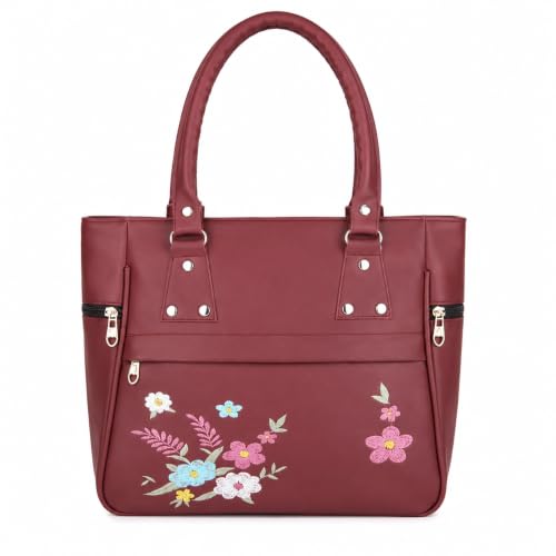 Image of Black Flap Shoulder Bag for Women (maroon, Medium)