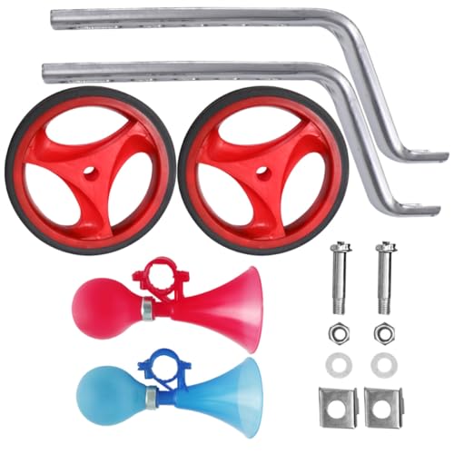 Ruedas de Entrenamiento para Bicicleta Toddmomy con Ruedas Auxiliares Rojas y 2 Silbatos de Presión de Aire, Soporte de Equilibrio para Bicicletas de 12-20 Pulgadas, Accesorios para Ciclismo para Niños miniatura 1