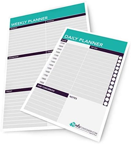 Monster Stationery - A5 Daily Planner and A4 Weekly Schedule Planner - 60 Sheets - 80gsm - Made in UK - Set of 2