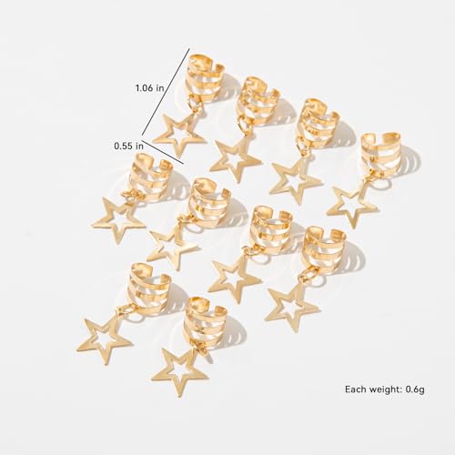 Pinzas huecas estrella metálicas oro y plata, 20 unidades miniatura 3
