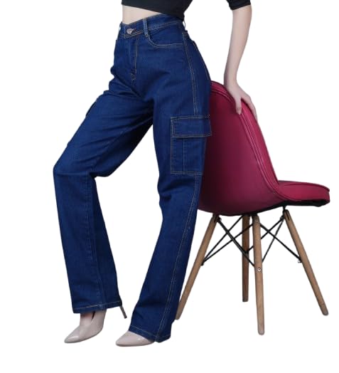 Moda Star Women Baggy Jeans, Dark Blue Denim, Regular Fit with Pockets-picture-41
