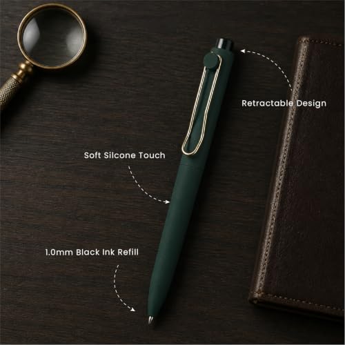 Image of WY WENYUAN Metal Ballpoint Pens, 1.0mm Smooth Writing Black Ink, Aesthetic Metallic Pen with Clip, Elegant Office School Gift Pen for Teachers, Women, Coworkers, Journaling Note Taking