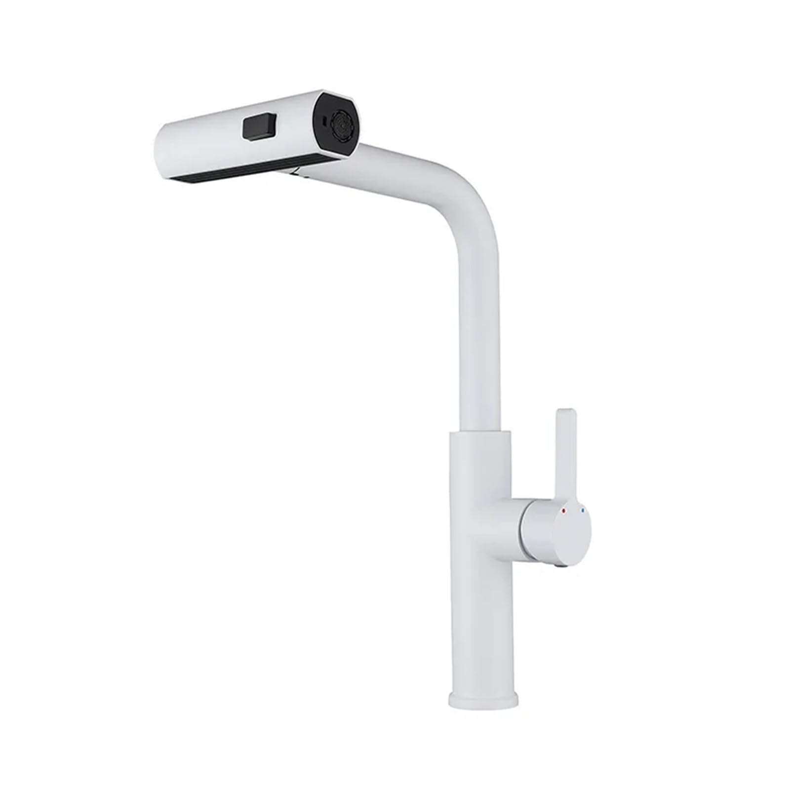 Robinet de cuisine extractible blanc avec mélangeur pivotant 360 et 4 modes de jet