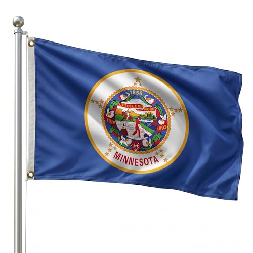 DMSE Minnesota State Flag 3ft x 5ft - Vivid Colors & Crisp Seal Details - Lightweight 100D Polyester with Quad-Stitched Edges (3ft x 5ft)