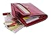 AINIMOER Women's RFID Blocking Leather Small Compact Bi-fold Zipper Pocket Wallet Card Case Purse (Waxed Red)