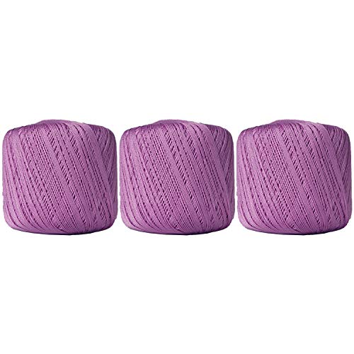 Image of ThreadArt 100% Cotton Crochet Thread Size 10, 3 Ball Pack, Lilac 20 | Soft pure cotton crochet thread for lace, doilies, amigurumi and crafts. Smooth finish with crisp stitch definition.