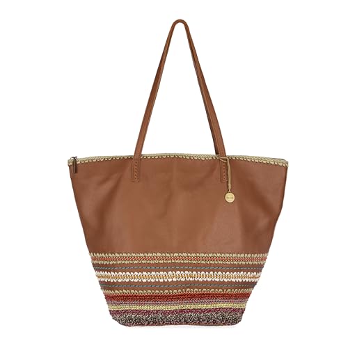 Image of The Sak Faye Tote Bag - Hand Crochet Women's Purse For Everyday & Travel - Handbag With Zipper Pocket & Shoulder Straps