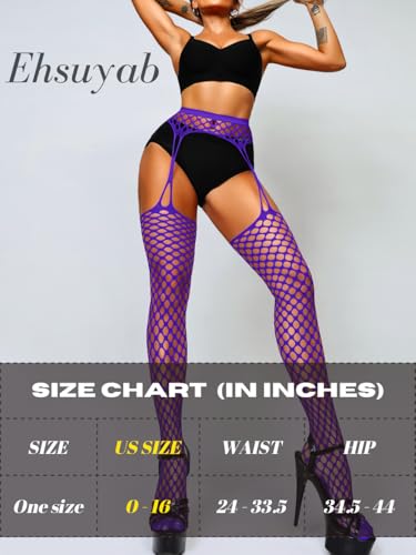 Image of EHSUYAB Women Sexy Fishnet Tights, Cutout Suspender Pantyhose Stockings Lingerie, Music Festival Rock Rave Outfits Party Club