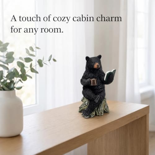 Figura de oso negro leyendo libro decoración rústica miniatura 5