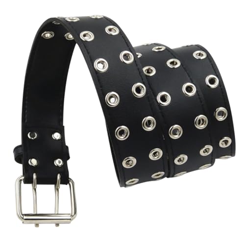 Men's Belt Belt Men Punk Belt Double Prong Buckle Leather Waistband Black for Lover and Friends