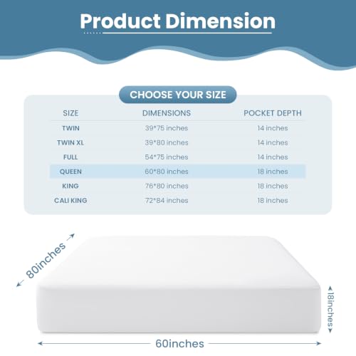 TASTELIFE Waterproof Mattress Protector Queen, Microfiber, 60x80 Inches - image 2