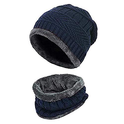 Image of RECLUSE Wool Beanie Cap & Muffler Set, Cap Hat and Neck Warmer Scarf, Unisex Design.Soft Woolen Muffler & Cap for Men & Women(multicolor)