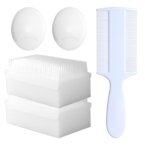 Cradle Cap Brush for Babies, 5Pcs Cradle Cap Treatment Set with Soft Bristle Brushes Silicone Scrubber Long Comb for Newborn Bathing Essentials Baby Brush and Comb Set (White)