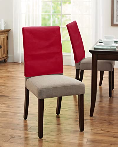 Red Solid 4 Packs Dining Chair Back Cover, Decorative Kitchen Dinner Chair Seat Covers Washable Chair Slip Covers, Pure Color Removable Slipcovers Protect for Dinning Room