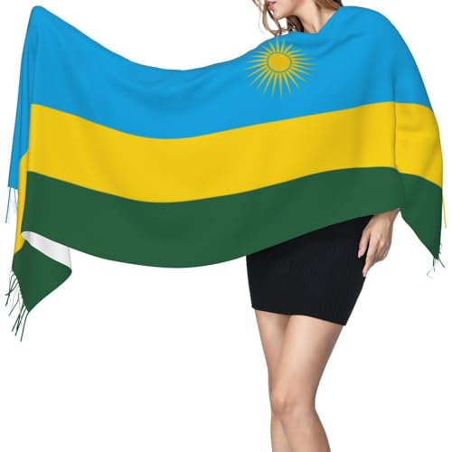 Rwanda Flag Cashmerette Fringed Scarf Winter Warm Scarves Shawl Wrap For Women