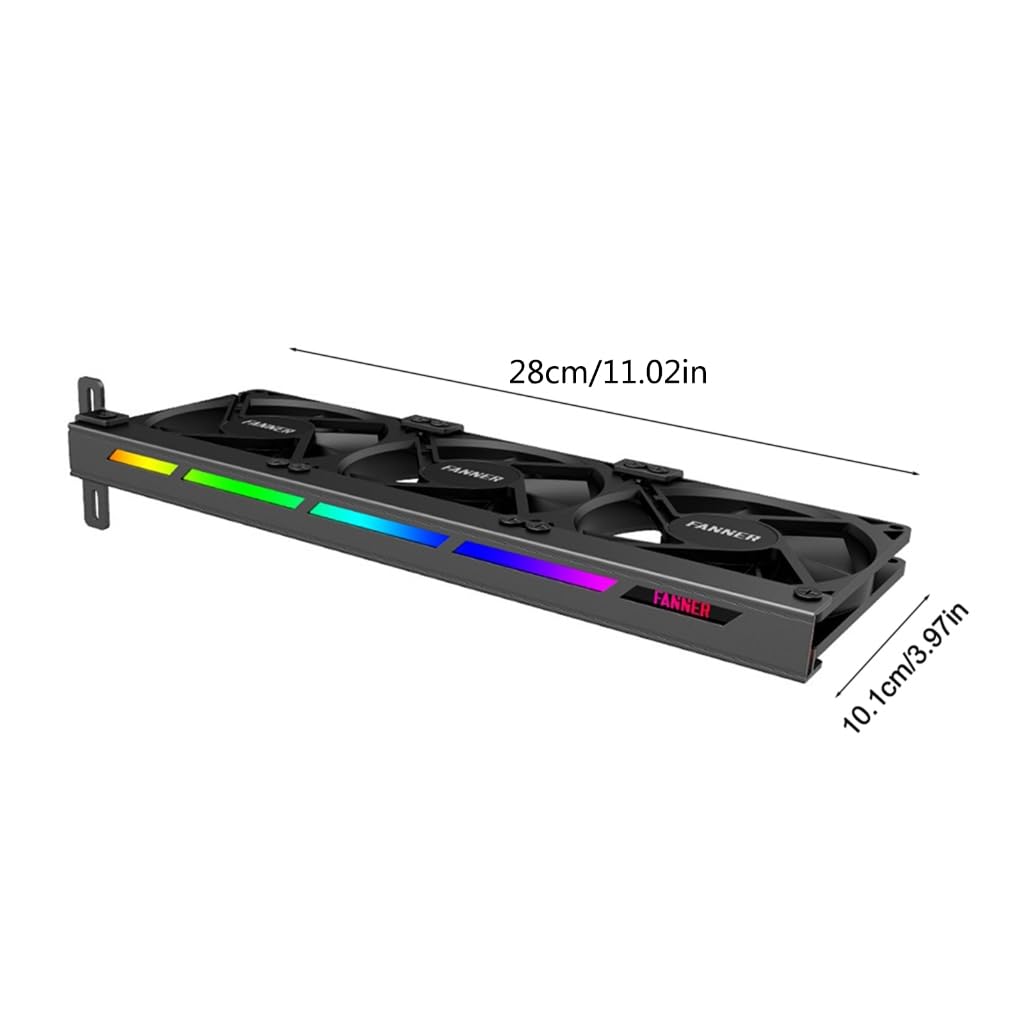 Dispositivo de ventilación T390H de 3 x 90 mm, ventilador VGA de alta velocidad, tarjeta gráfica, ventilador de refrigeración de 5 V, 3 pines, 0,36 A con tira de luz ARGB