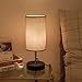 Lifeholder Table Lamps, Gray Nightstand Lamp Built in Dual USB Charging Port & A Power Outlet, Cylinder Desk Lamps Perfect for Bedroom, Living Room or Office(2 Packs)