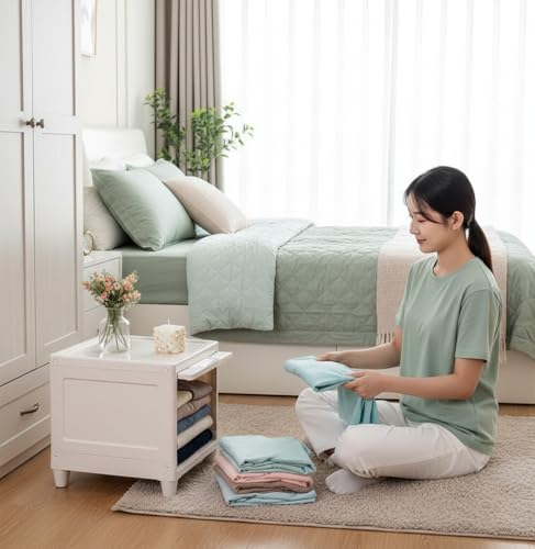 Image of YASONIC π π§πΆπ²πΏ Foldable Plastic Rack for Storage /Kitchen Cupboard /Versatile and Sturdy Wardrobe for Clothes /Multipurpose Storage Organizer /Closet for Bedroom /Living Room /Laundry Room (Off White)