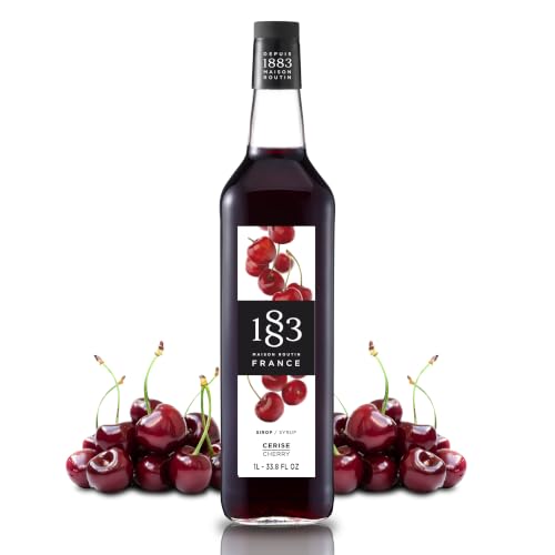 1883 Cherry Syrup for Drinks, Made in France, 1 Liter Plastic Bottle