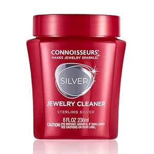 Connoisseurs Silver Jewelry Cleaner – 8 OZ Liquid Tarnish Remover for Sterling Silver Rings, Necklaces, Earrings & More – Safe, Fast & Effective at-Home Silver Cleaner Solution