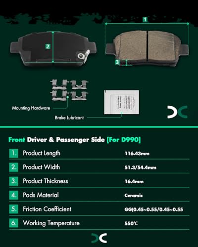 Image of SCITOO D990-7695 Disc Brake Pads Sets Front Ceramic Brake Pads w /Hardware | For Scion For iQ,For xA,For xB,For Toyota For Celica,For Echo,For MR2 Spyder,For Prius