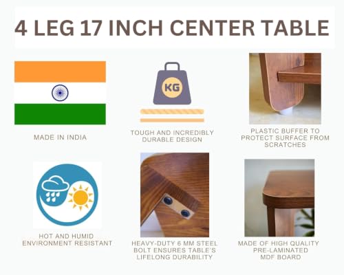 Image of InoSlashed Engineered Wood Center Table | Coffee Table for Living Room | Tea Table | Teapoy for Home | Living Room | Office with Storage Shelf (Grenada Pine)