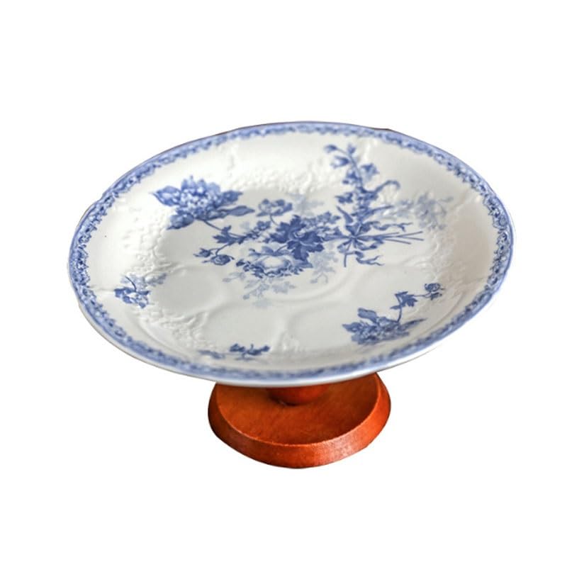 miska na owoce, Drewniana ceramiczna taca na owoce z wysokimi nogami podwieczorek(XL)