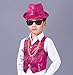 Kids Dance Hip Hop Jazz Costume Boys Sequin Vest Hat Sunglasses Set for Dance Party 10-12 Years Rose