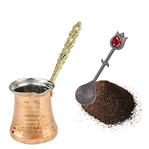 Turkse Koffiepot: Koperen Cezve Koffiepot voor Turkse Koffie | Ibrik Arabische Fornuis Koffiepot met Handvat…