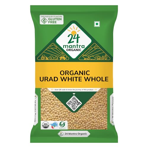 Image of 24 Mantra Organic Unpolished Urad Dal White Whole /Minapa Pappu - 500gms | Pack of 6 | 100% Organic | Chemical Free & Pesticides Free | Free From Impurities | Unadulterated | Natural Protein Source