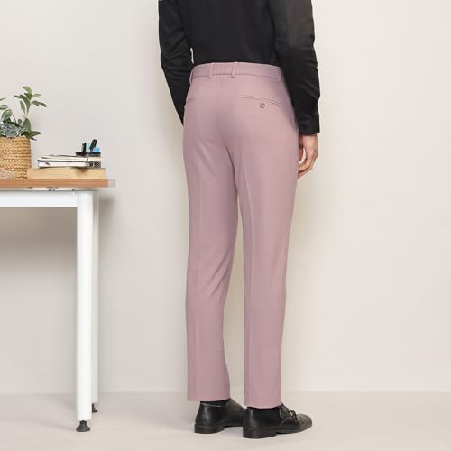 Image of SUBTRACT Men 4 Way Stretch Wrinkle Free Slim Fit Formal Trouser in with 2 Inch Flexible Waistband | Men's Trousers for Office Or Party