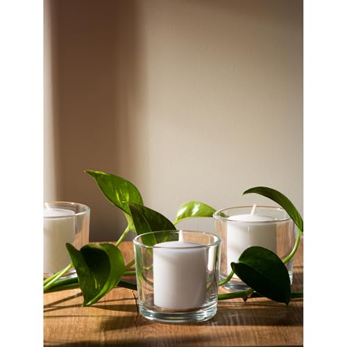 candwax unscented white votive candles set of 36 - clean-burning long-lasting 15 hour burn - ideal for weddings home dcor spa events - bulk value for versatile use
