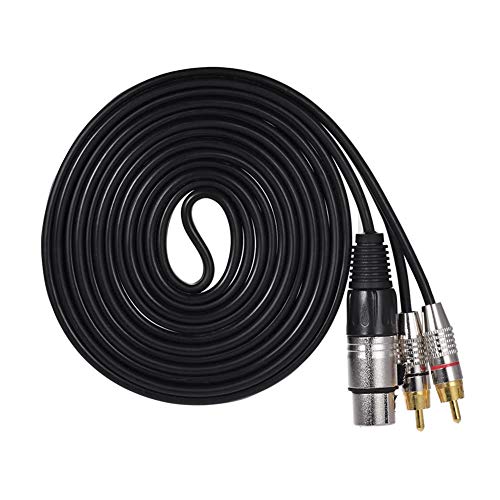 Leslaur 1 XLR Hembra a 2 RCA Male Stereo Audio Cable Conector Y Splitter Wire Cord (1.5m / 4.9ft) Cable Audio Estereo para Audio De Coche Altavoce M (Color : 1)