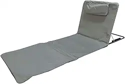 Espreguiçadeira Ajustável Dobrável Com Alça Bolso Cor Cinza Praia Piscina