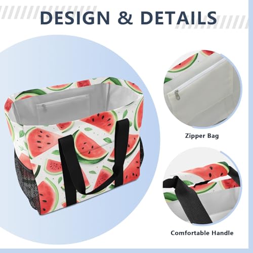 ALAZA Watercolor Watermelon Waterproof Beach Tote Bags4