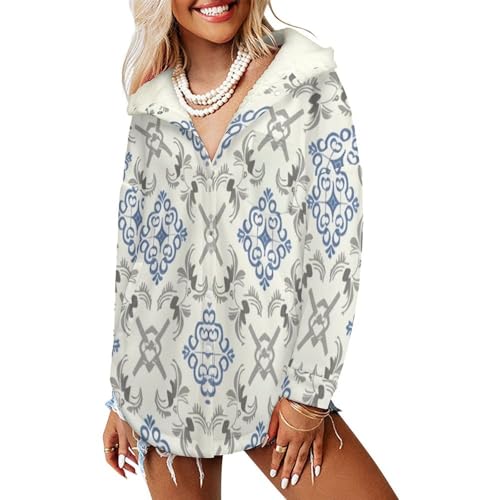Veste polaire boutons femme grise en sherpa chaud pour l'hiver