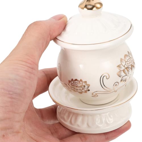 Coupe à offrande céramique lotus pour stabiliser vos rituels de temple