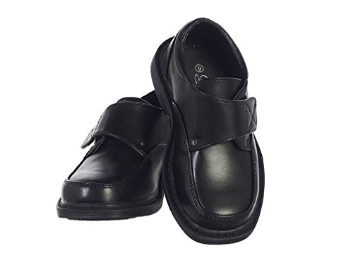 Lito Boys Matte Dress Shoes w/Velcro Strap Black