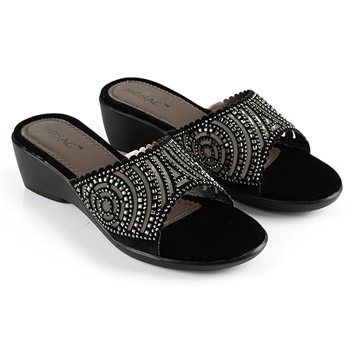 Image of MOSAC Women's Party-Wear Trendy Designer Wedding Casual Slip-On Wedge Fashion Wedding Sandal