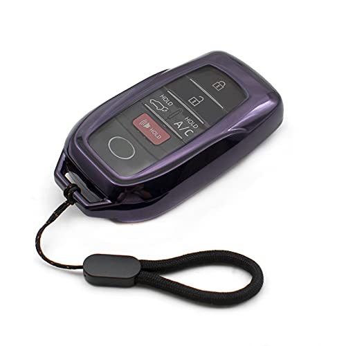 MECHCOS Compatible with 2022 2021 2020 Toyota Land Cruiser Sienna Venza RAV4 Prime Mirai Purple Black TPU Key Fob Cover Case Remote Holder Skin Protector Keyless Entry Sleeve Accessories