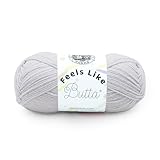 Lion Brand Yarn, Feel Like Butta Velvety Soft Yarn for Knitting, Crochet, and Crafts, Pale Grey, 1 Pack, Chenille Like Fiber for Plush Baby Blankets, Amigurumi Toys, and Worsted Weight Sweaters