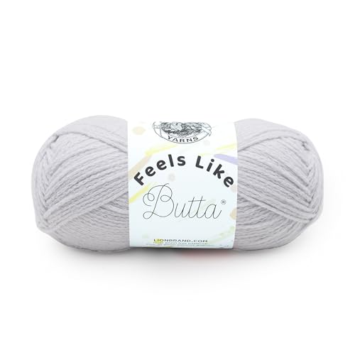 Lion Brand Yarn Feel Like Butta Velvety Soft Yarn, Pale Grey