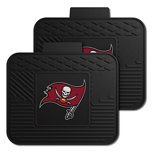 FANMATS 12361 NFL Tampa Bay Buccaneers Back Row Utility Car Mats - 2 Piece Set, 14in. x 17in., All Weather Protection, Universal Fit, Deep Resevoir Design, Molded Team Logo
