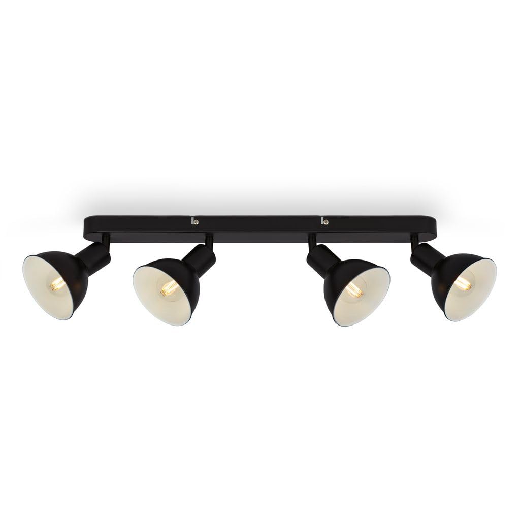 BRILONER Leuchten Retro Ceiling Light, 4-Bulb Retro Ceiling Light, Ceiling Spotlight E14, Adjustable, Black and White, 550 x 140 x 60 mm