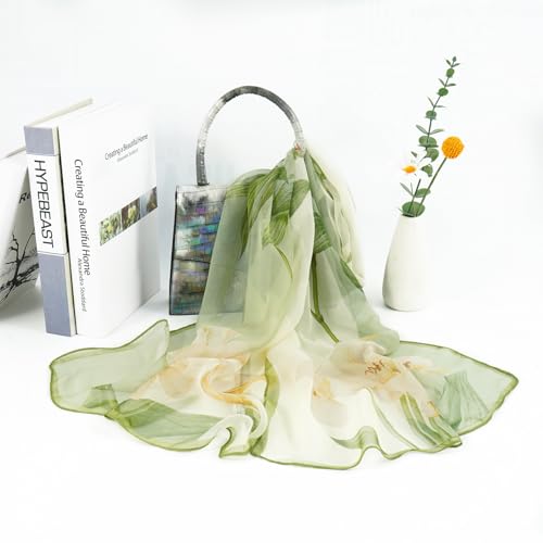 E-Clover Herebuy - Unique Women's Floral Scarves: Chiffon Flowers & Birds Printed Scarf4