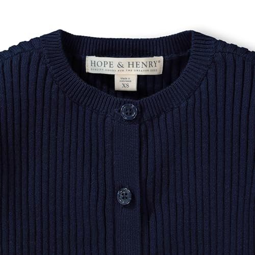 Image of Hope & Henry Girls' Long Sleeve Fancy Cardigan Sweater with Stripe Trim