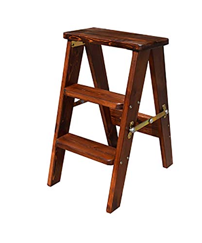 Taburete de escalera para alcanzar zonas altas con escalón plegable de madera 2