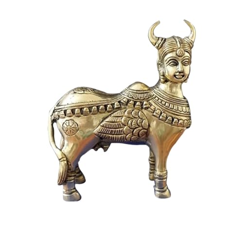 Image of Brass Kamdhenu Cow Statue | Spiritual Vastu Showpiece for Home & Office | Symbol of Wealth, Prosperity & Abundance | Decorative Statue for Pooja Room |Gift Item