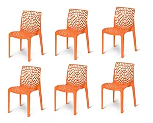 RW REST WELL Web Designer Plastic Chair (Set of 6 pc, Orange)